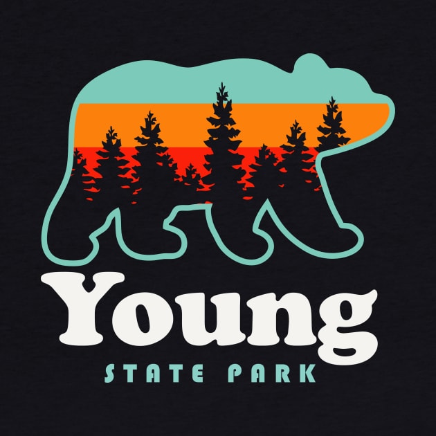 Young State Park Michigan Bear Retro Vintage Sunset by PodDesignShop